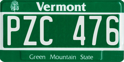 VT license plate PZC476