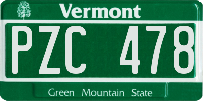 VT license plate PZC478