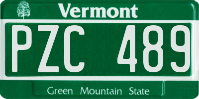 VT license plate PZC489