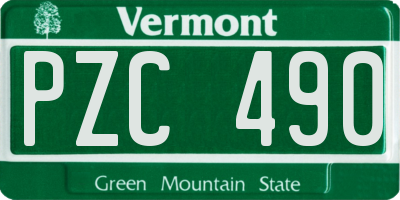 VT license plate PZC490