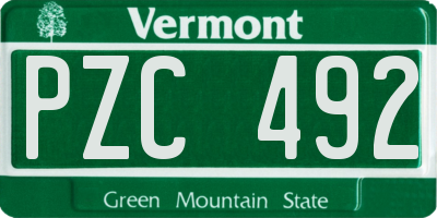 VT license plate PZC492