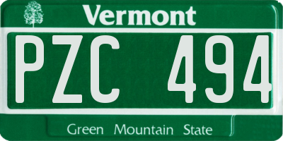 VT license plate PZC494