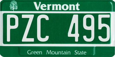 VT license plate PZC495
