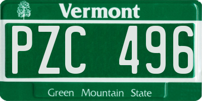 VT license plate PZC496