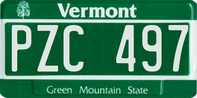 VT license plate PZC497