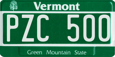 VT license plate PZC500