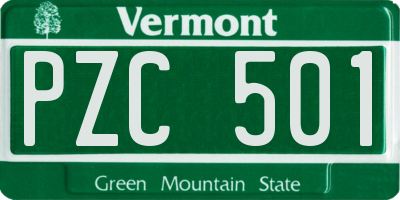 VT license plate PZC501