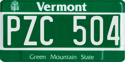 VT license plate PZC504