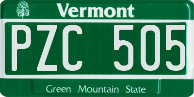 VT license plate PZC505