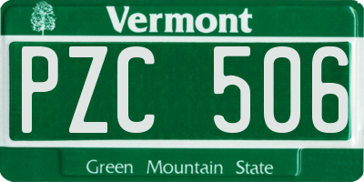VT license plate PZC506
