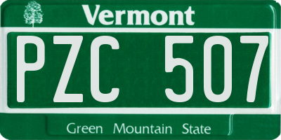VT license plate PZC507