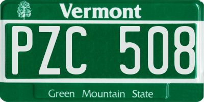 VT license plate PZC508