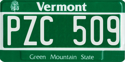 VT license plate PZC509