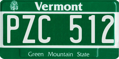 VT license plate PZC512