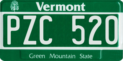 VT license plate PZC520