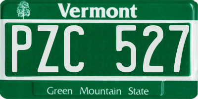 VT license plate PZC527
