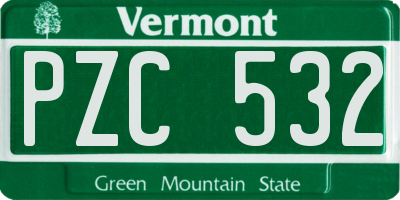 VT license plate PZC532