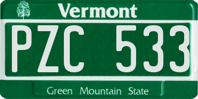 VT license plate PZC533