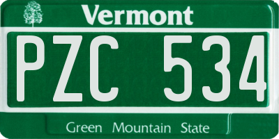 VT license plate PZC534
