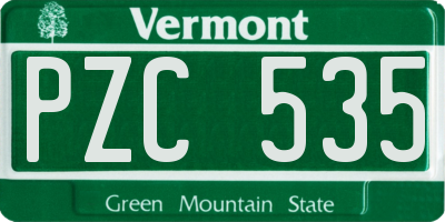 VT license plate PZC535