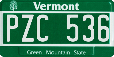 VT license plate PZC536