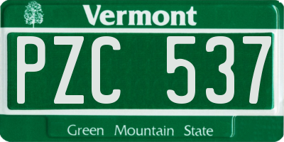 VT license plate PZC537