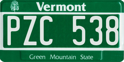 VT license plate PZC538