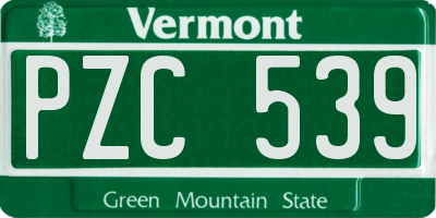 VT license plate PZC539