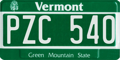 VT license plate PZC540