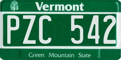 VT license plate PZC542