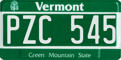 VT license plate PZC545