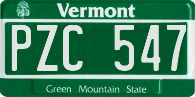 VT license plate PZC547