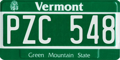 VT license plate PZC548