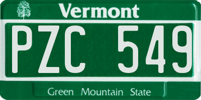 VT license plate PZC549