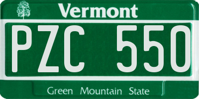 VT license plate PZC550