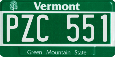 VT license plate PZC551