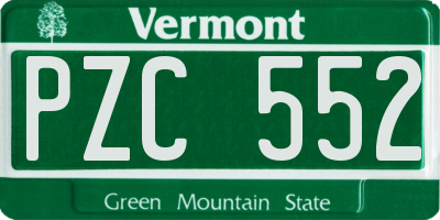 VT license plate PZC552
