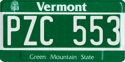 VT license plate PZC553