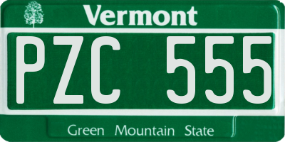 VT license plate PZC555