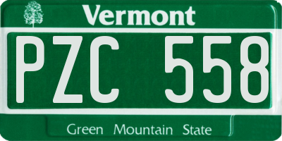 VT license plate PZC558