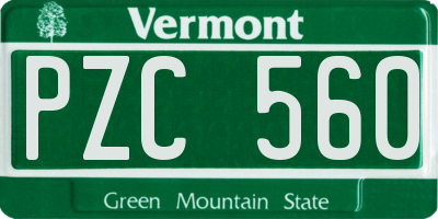 VT license plate PZC560