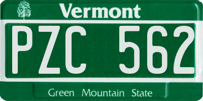 VT license plate PZC562