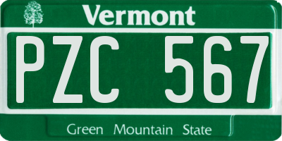 VT license plate PZC567