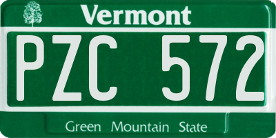 VT license plate PZC572