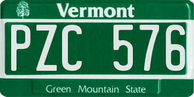 VT license plate PZC576