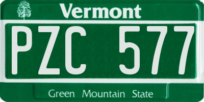 VT license plate PZC577