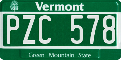 VT license plate PZC578