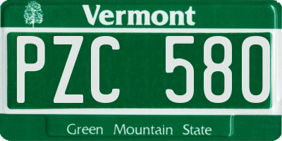 VT license plate PZC580