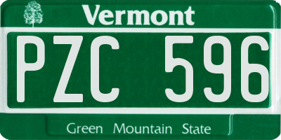 VT license plate PZC596