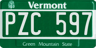VT license plate PZC597